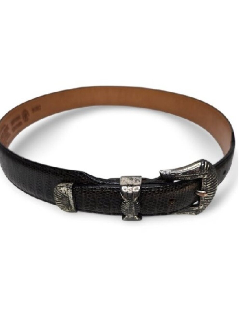 Silver Creek Croc Embossed‎ Distressed Metal Western Belt Women's Ranch Retro 28